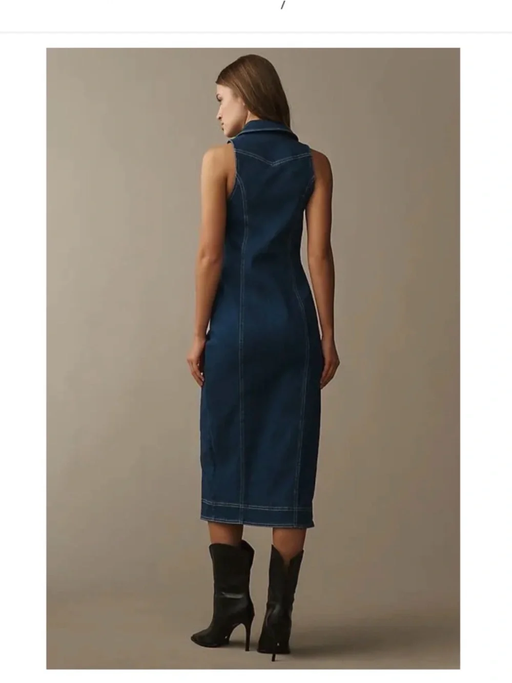 ANTHROPOLOGIE FITTED DENIM PILCRO MIDI DRESS COLOR DENIM DARK  XL NWT - Picture 6 of 16